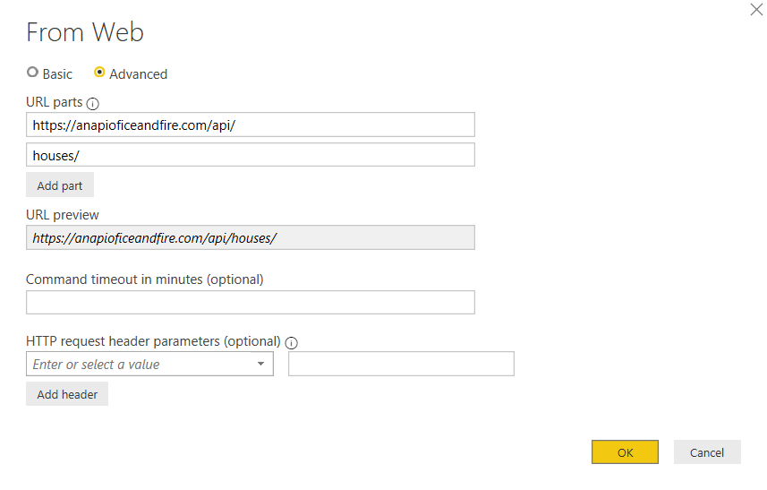 Power BI JSON - From Web box